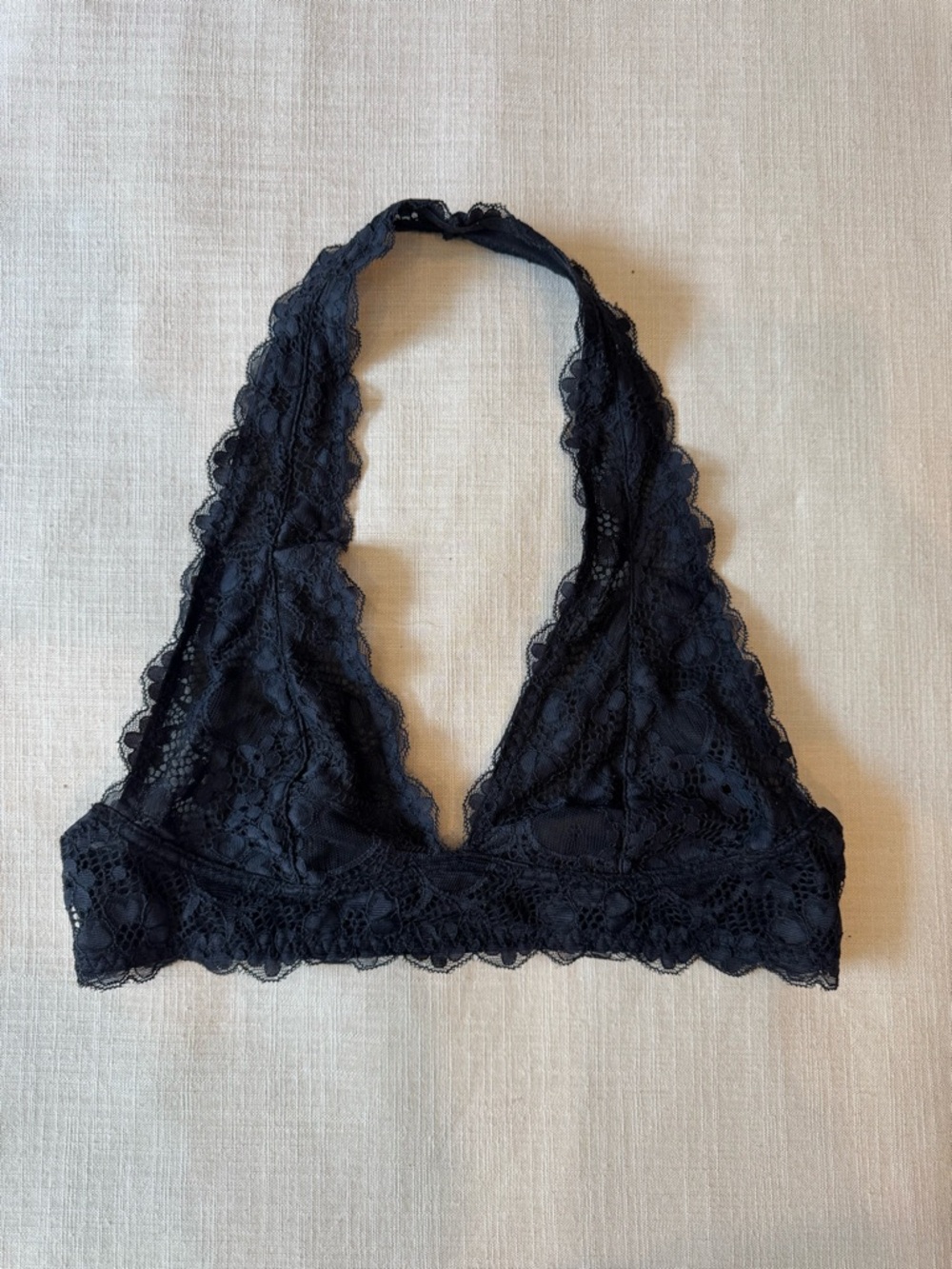 Free People Black Lace Halter Bralette Small